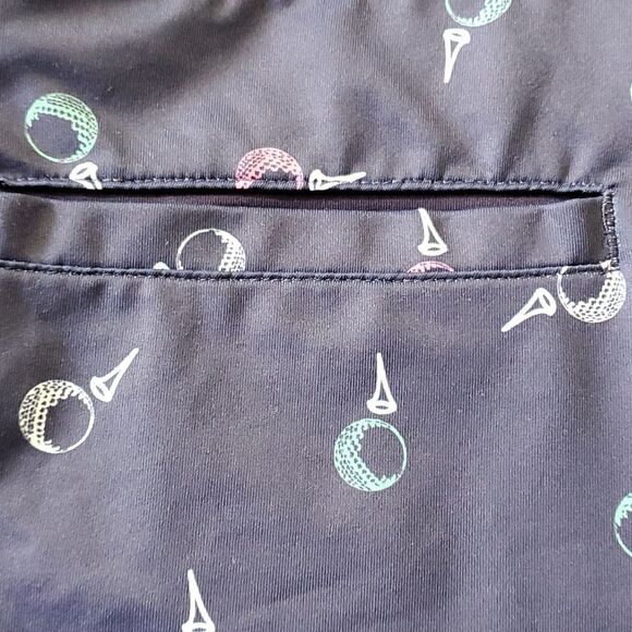 Lilly green skort. Navy blue with golf balls. Size Small. Scalloped hem. - Picture 9 of 11